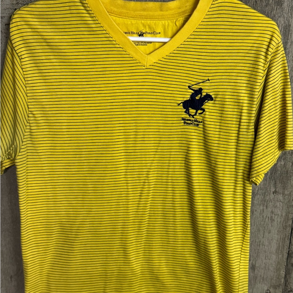 Beverly Hills Polo Club Yellow Striped Men's Tee